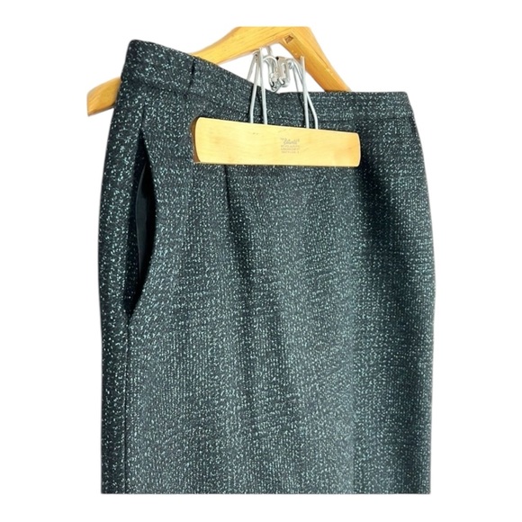 Lee David Ltd Collection Vintage Black & Teal Wool Blend Midi Skirt Size 15/16 - Picture 2 of 7